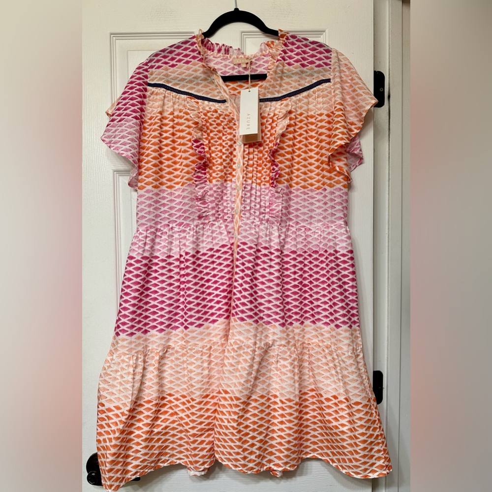 Women’s Pink & Orange Printed Short Sleeve Dress